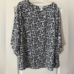 CJ Banks Black and White Animal Print Blouse Women’s Size 1X